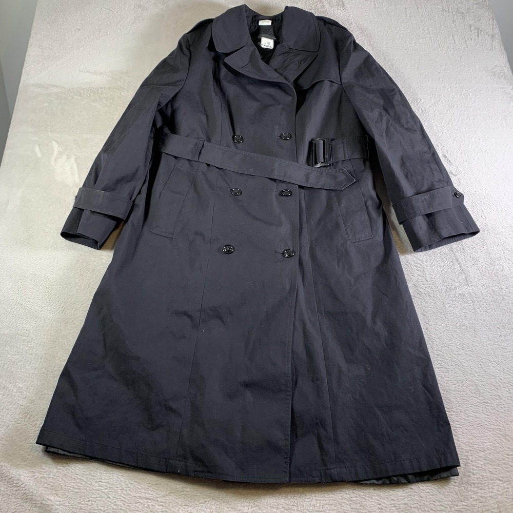 Vintage Sterlingwear Of Boston Coat Womens 16S Black Belted Trench All‎ Weather